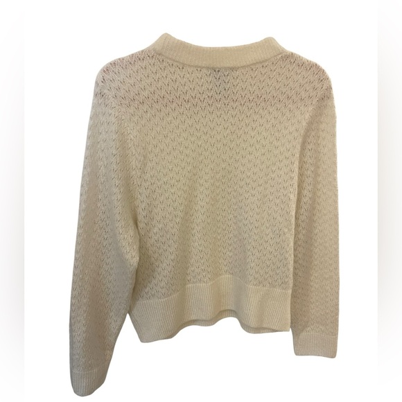 H&M brand mohair blend delicate knit sweater off white medium office casual - Picture 2 of 10